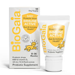 BioGaia Immune Active baby probiotic drops bottle for daily digestion support.