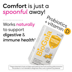 BioGaia Immune Active packaging highlighting vitamin D benefits for immunity.