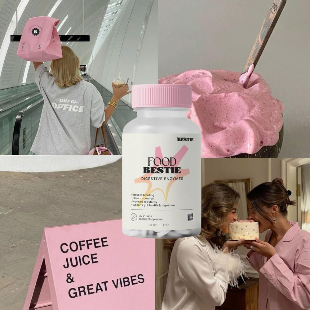 Biohacking Bestie Digestive Enzymes label close-up with bromelain and lipase