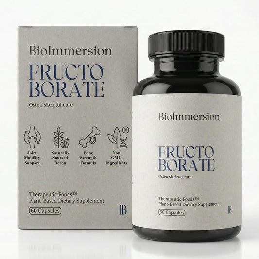 BioImmersion Fructo Borate bottle showcasing vegan packaging for boron supplement.