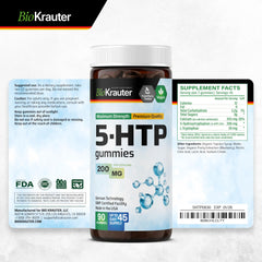 BIO KRAUTER 5-HTP gummies on shelf suggesting easy daily routines.
