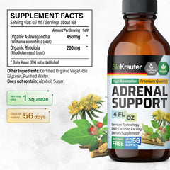 BioKrauter Adrenal Support label highlights ingredients and vegan formulation for informed choices.