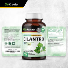 BIO KRAUTER Cilantro capsules daily-use shot shows simple intake routine