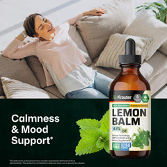 Dropping BIO KRAUTER Lemon Balm Tincture from a dropper into a glass