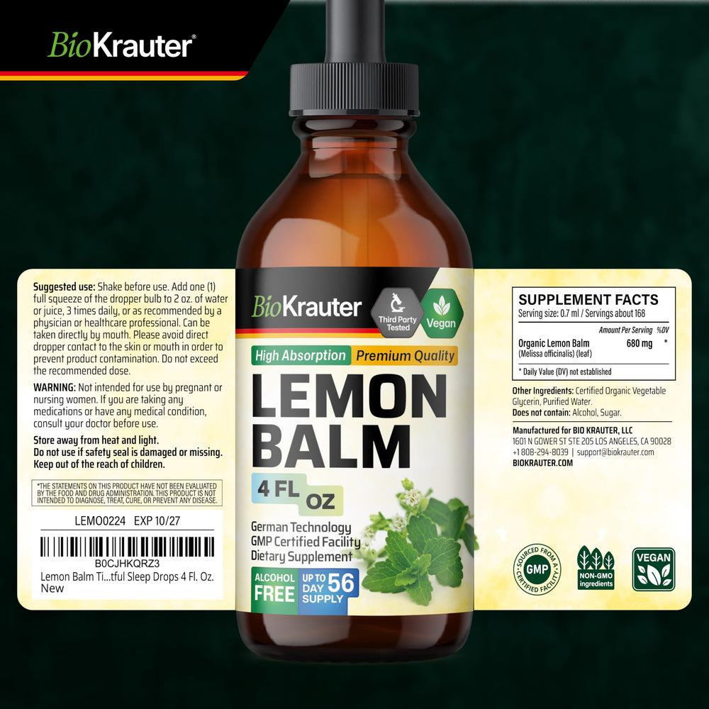 BIO KRAUTER Lemon Balm Tincture packaging on display