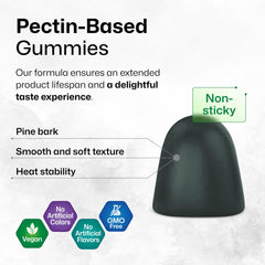 BIO KRAUTER Pine Bark Gummies ingredients illustration emphasizes pectin vegan base.