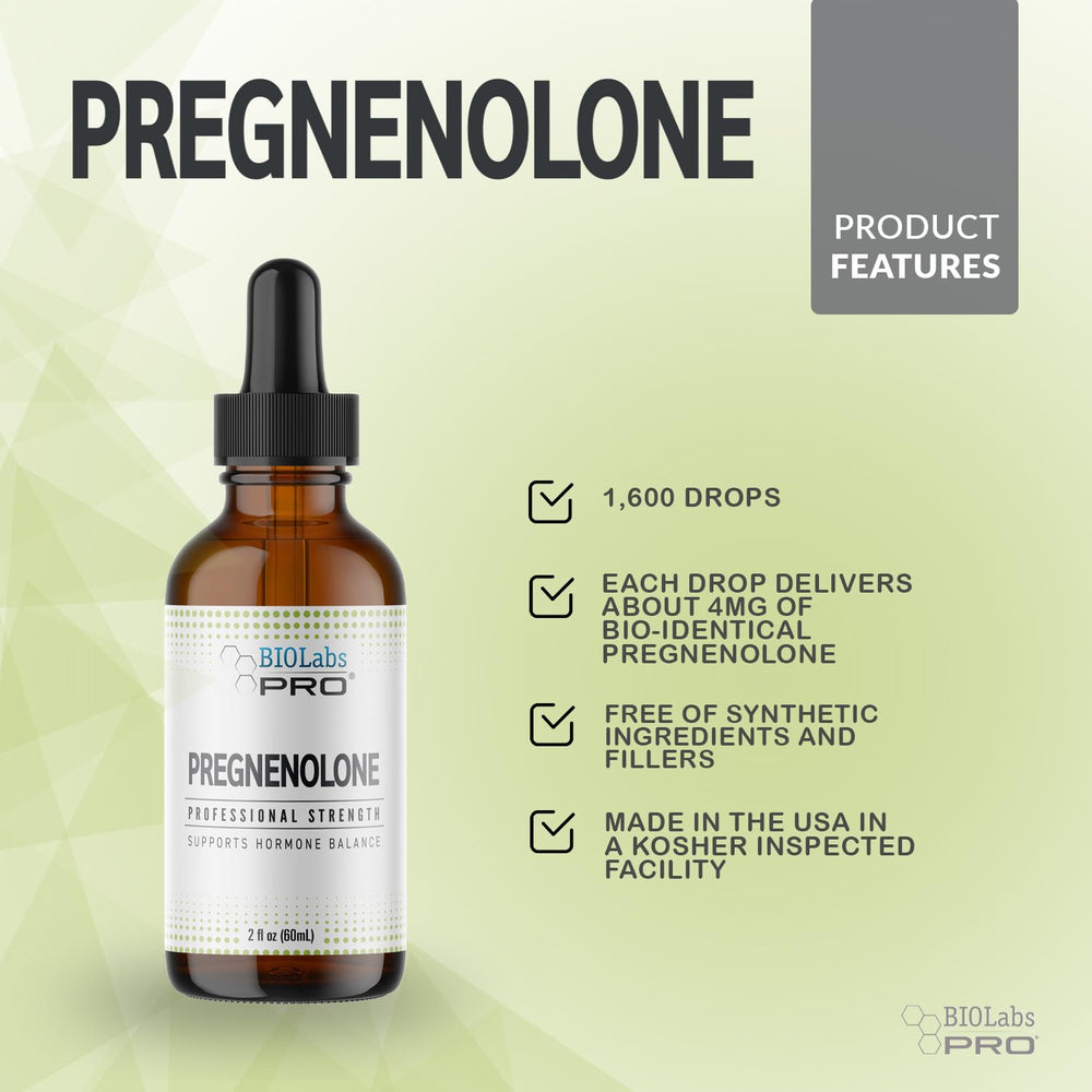 BIOLABS PRO pregnenolone oil dropper enables accurate daily drops.