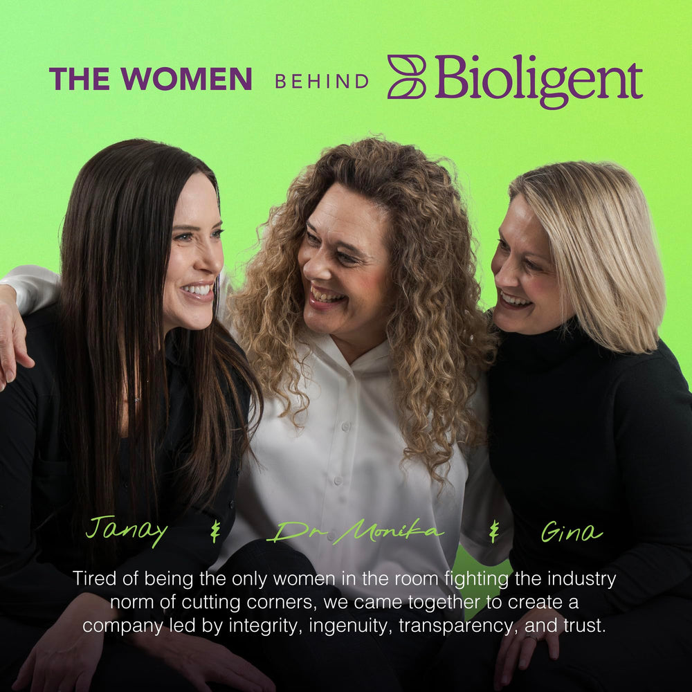 Bioligent Tribiotic+ ingredient-panel highlights key pre/pro/postbiotic components.