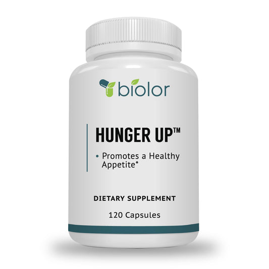 Biolor HungerUp bottle front showing natural appetite support