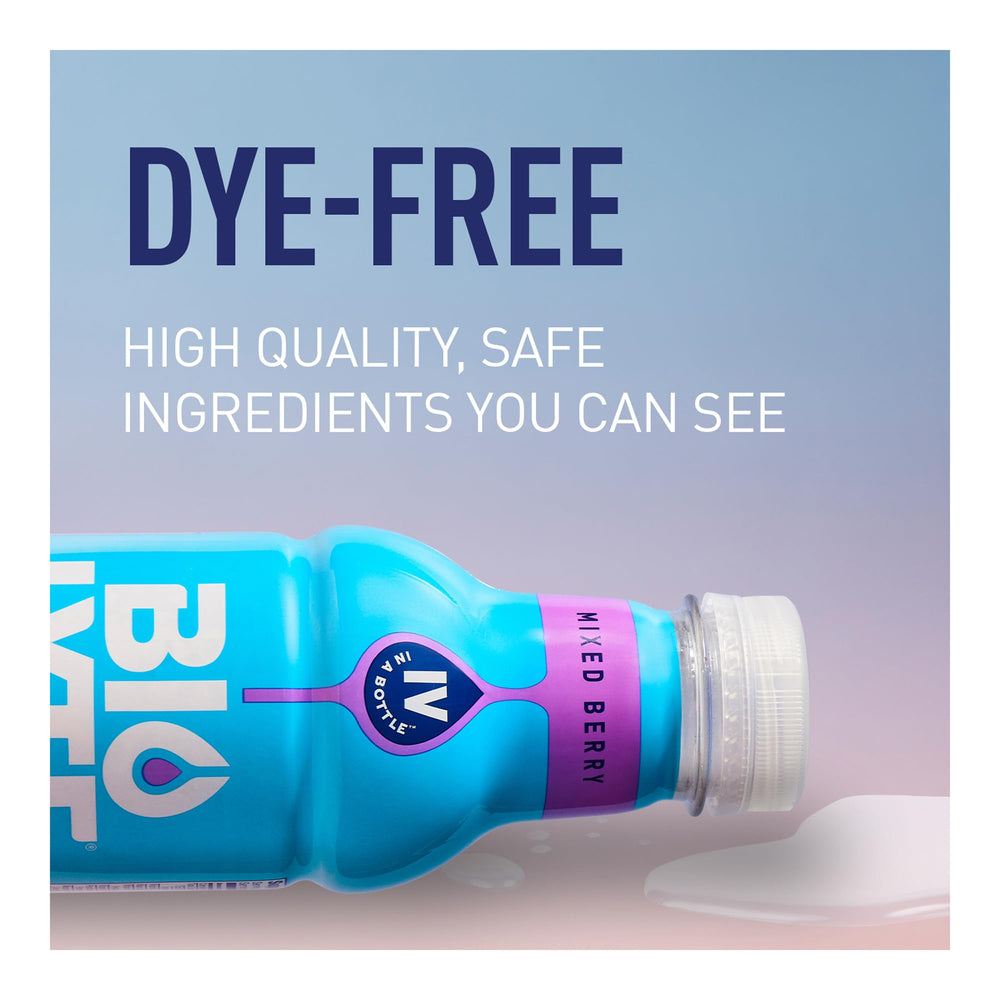 BIOLYTE bottle and glass showing energy-boosting hydration use case