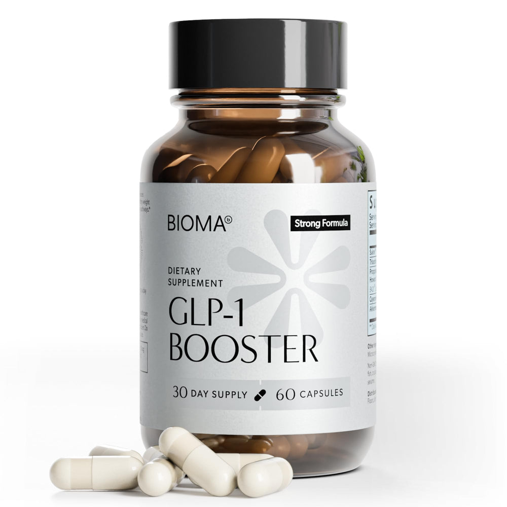 BIOMA GLP-1 Booster bottle front view for daily appetite awareness