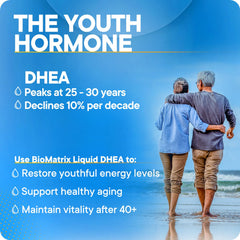 BioMatrix DHEA daily-use bottle on table invites routine.