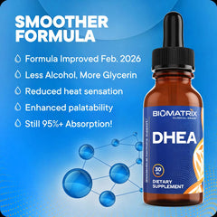 BioMatrix DHEA drops on dropper illustrate easy, accurate dosing.
