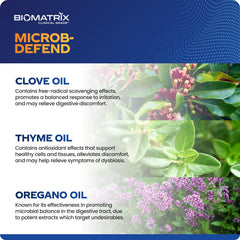 BioMatrix Microb-Defend capsules close-up highlighting plant-based blend.