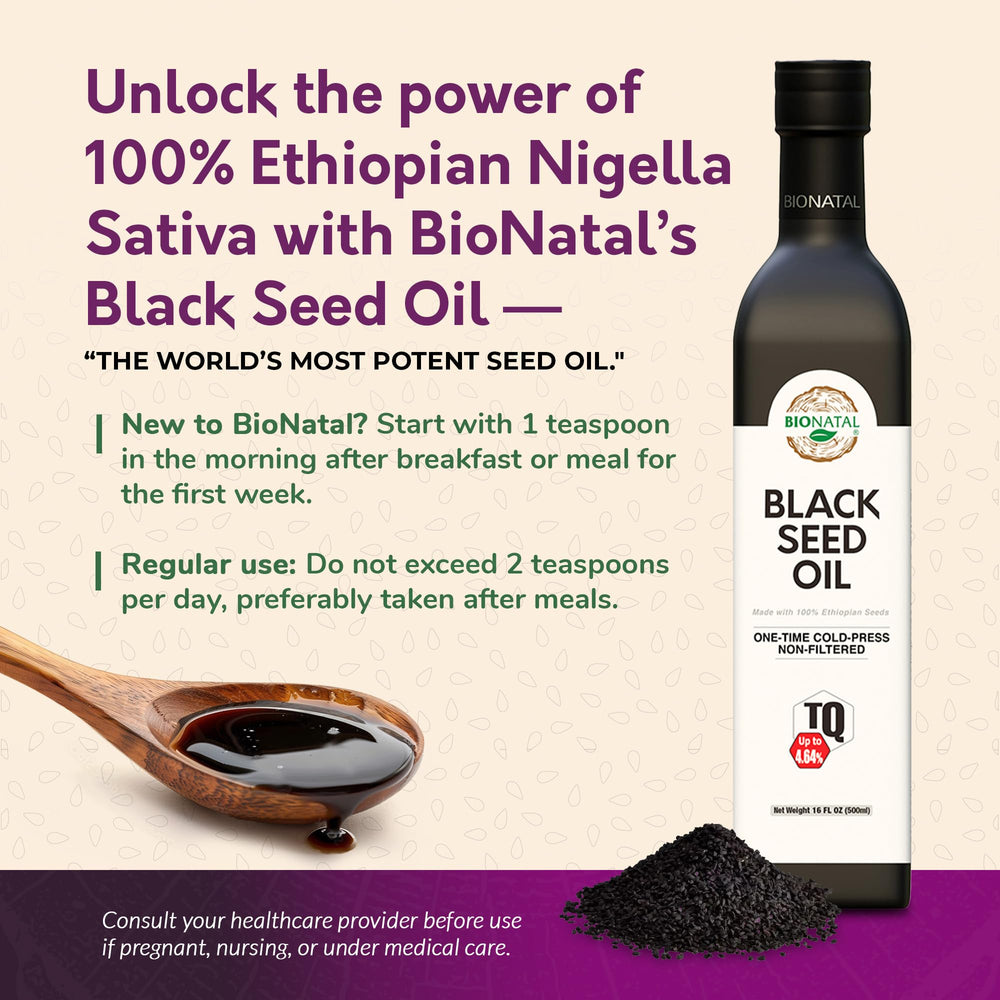 BioNatal oil pour spout enables easy daily dosing and clean pouring.