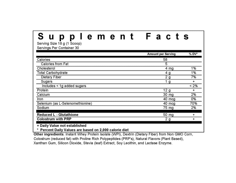 Vanilla bean Nanopro Immune powder in a glass with milk