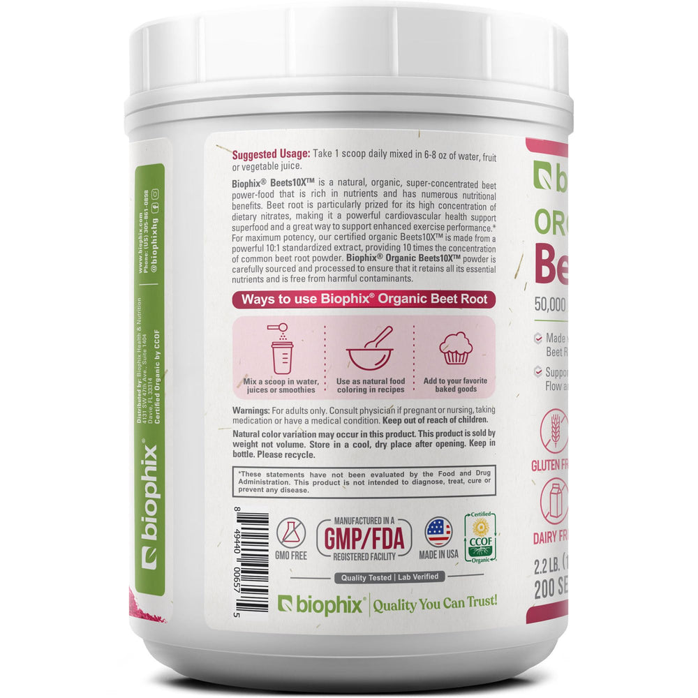 Biophix Beets10X nutrition panel visible for informed choices