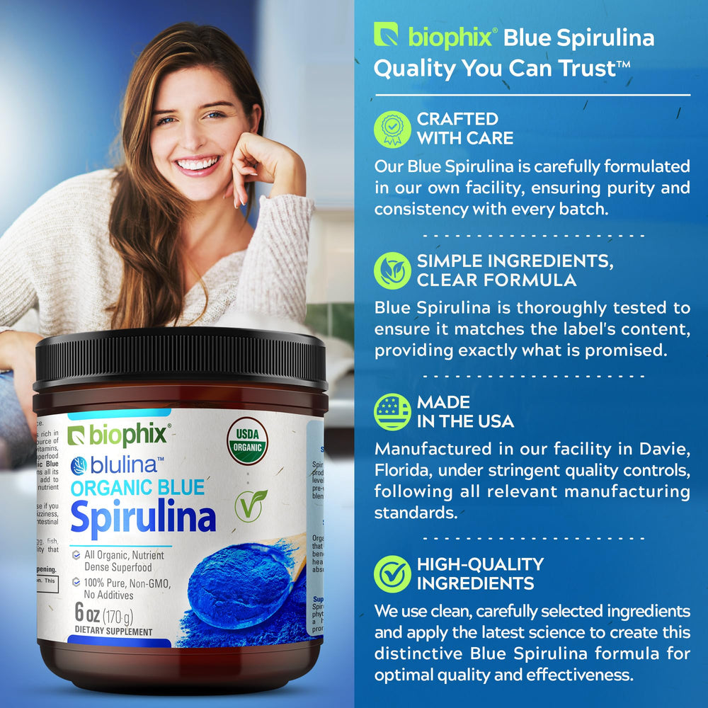 Biophix blue spirulina powder used as natural coloring in recipes.