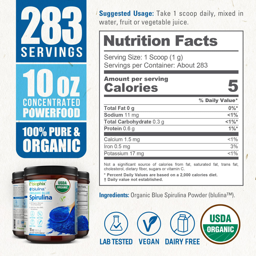 Biophix Blue Spirulina powder in a smoothie bowl for color and nutrition