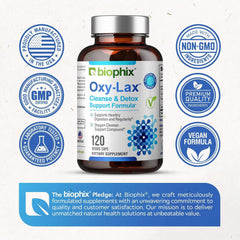 Biophix Oxy-Lax recommended bedtime dosage cue graphic.