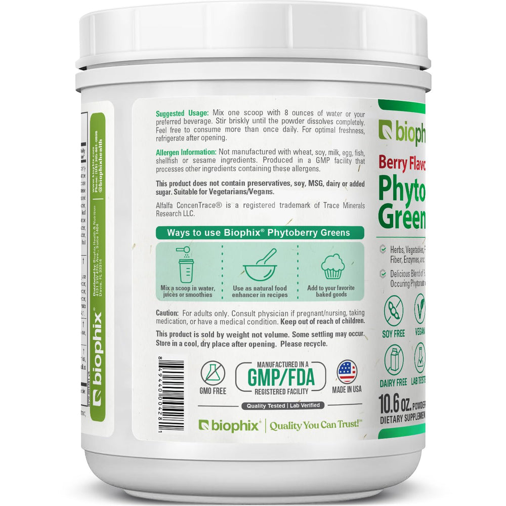 Biophix Phytoberry Greens mixing bottle blends fruits and greens for smoothies