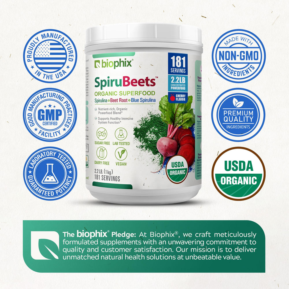 Biophix SpiruBeets beet root detail emphasizes natural nitrate-rich nutrients.