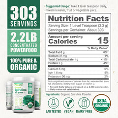 Biophix Spirulina Powder stirred into juice for a natural greens boost.