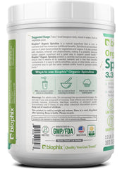 Biophix Spirulina Powder bag and jar on kitchen counter for pantry-ready protein.