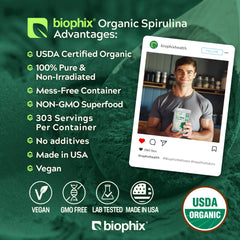 Biophix Spirulina Powder blended into smoothie for a protein and nutrient kick.