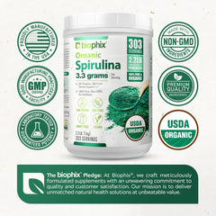 Biophix Spirulina Powder blends into vegan protein routines for convenient nutrition.