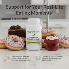 BIOptimizers Berberine Breakthrough capsules close-up showcasing plant-based formulation