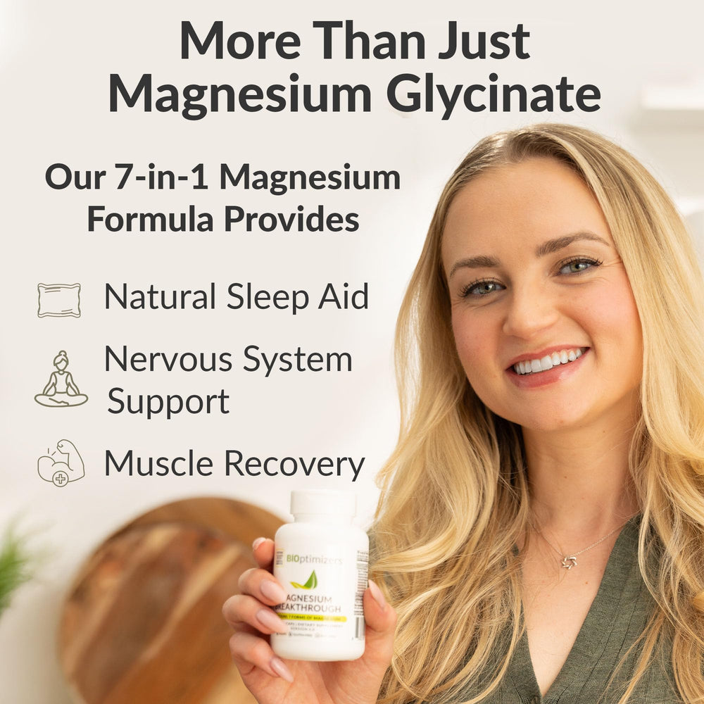 BIOptimizers Magnesium Breakthrough cognitive support scene suggests daytime focus.