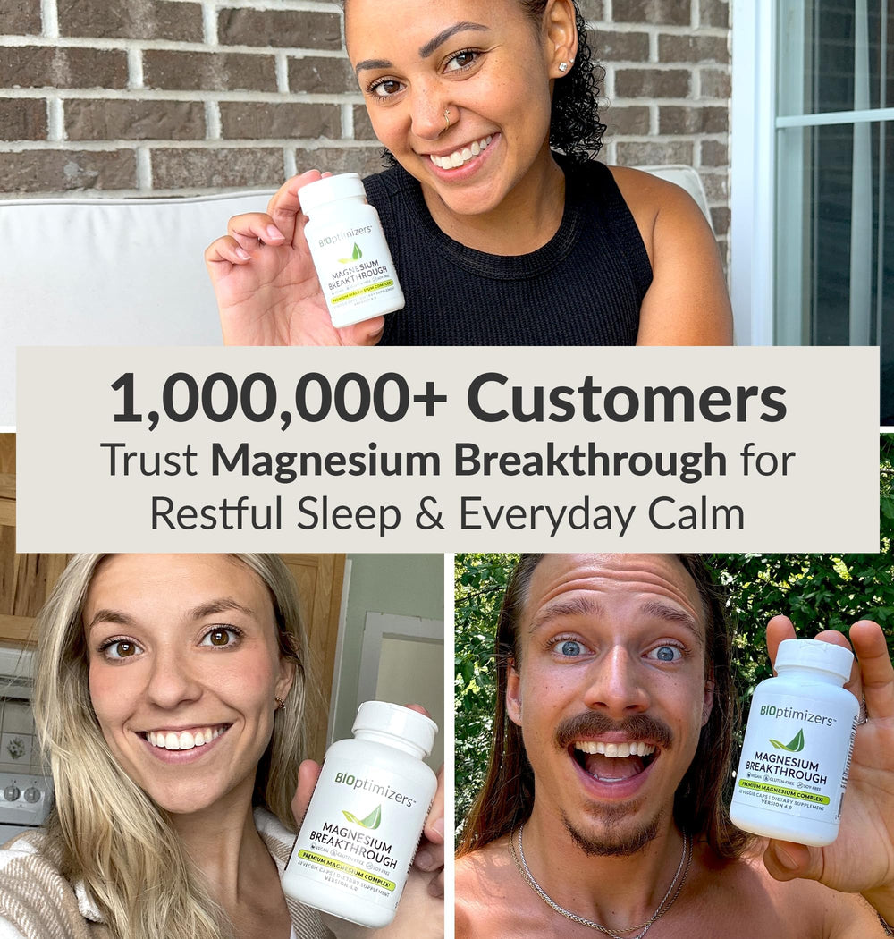 BIOptimizers Magnesium Breakthrough natural ingredients badge reinforces a pure formulation.