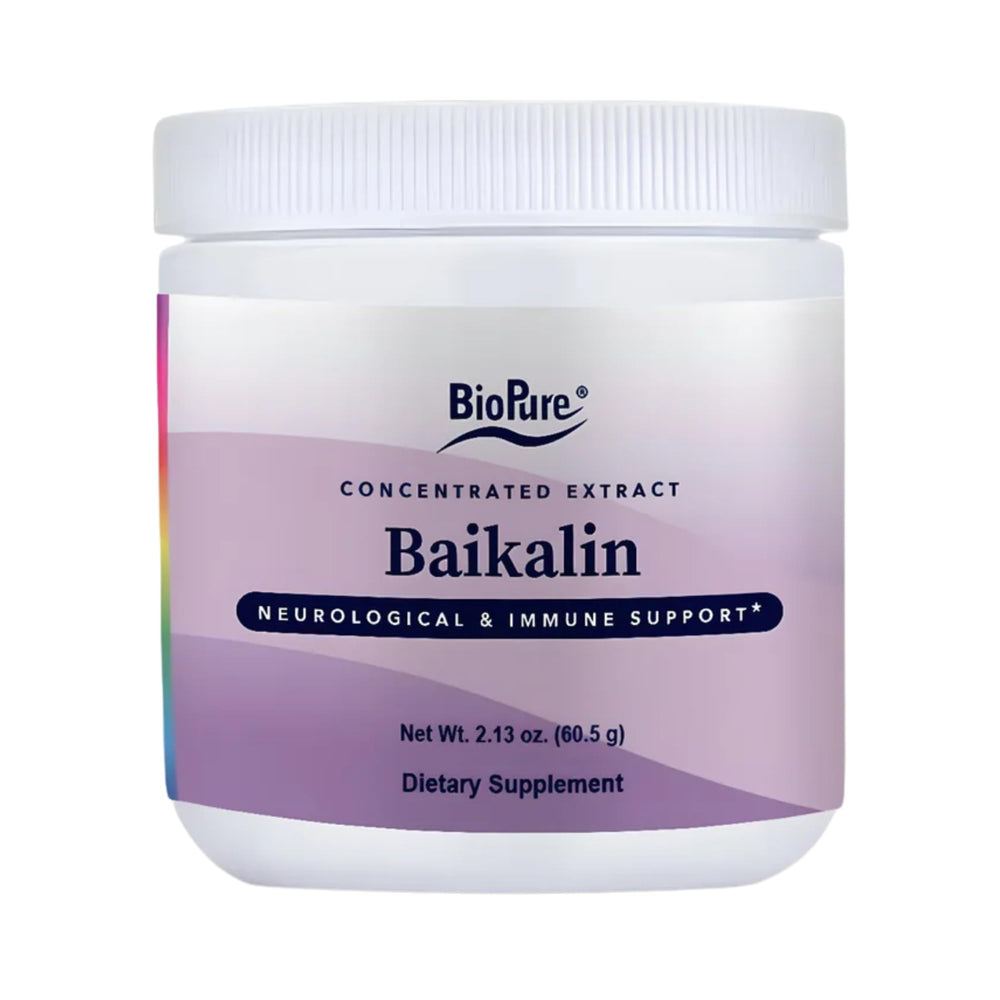 Biopure Baikalin Powder bottle close-up for daily balance