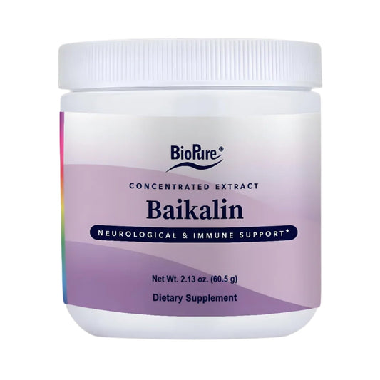 Biopure Baikalin Powder bottle close-up for daily balance