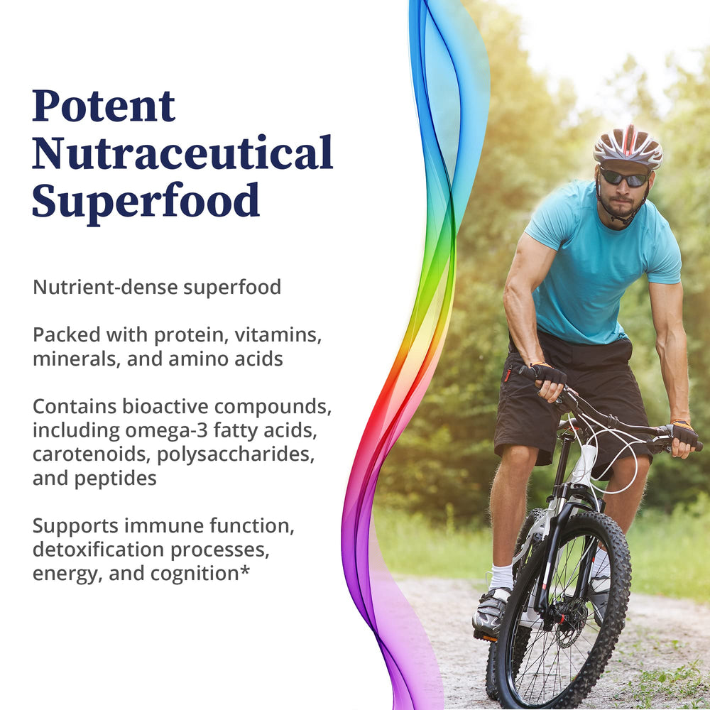 BioPure Chlorella Vulgaris powder label highlights USDA Organic purity.