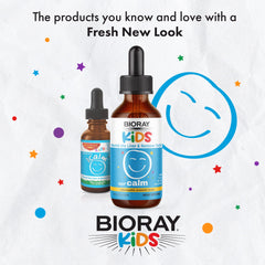 Spoon-dispense scene with BIORAY Kids NDF Calm, suggesting easy dosing.
