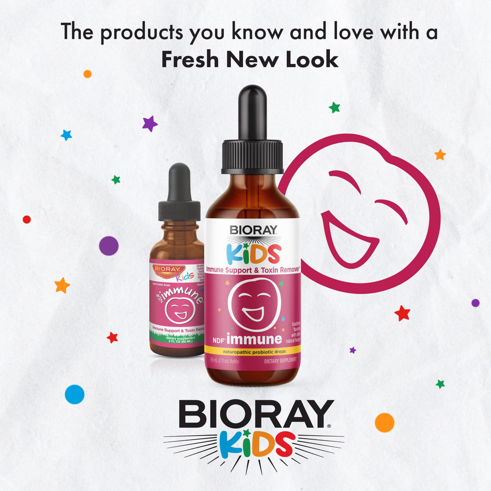 BIORAY Kids NDF Immune Blueberry dosing spoon ready for daily use and toxin binding.