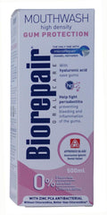 Biorepair Gum Protection Mouthwash 500ml – back view shows ingredients and supports oral hygiene routines