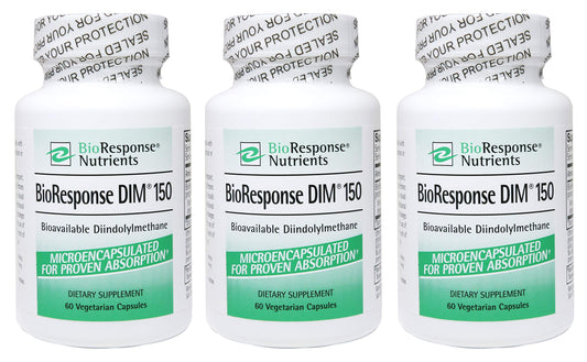 Bioresponse DIM 150 3-pack bottle front view for daily wellness support.