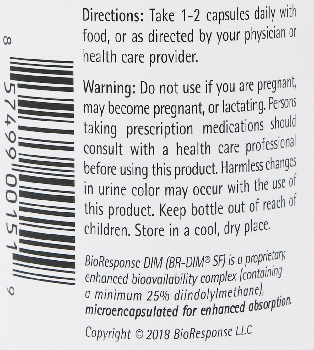 Bioresponse DIM 150 3-pack label closeup highlights DIM for hormonal balance.