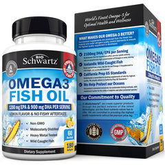 BioSchwartz USA-made facility seal on omega-3 bottle