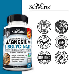 BioSchwartz magnesium bisglycinate usa-made quality badge seen on packaging or label