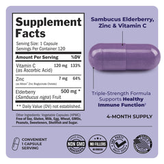 BioSchwartz triple-action immune blend label highlights key ingredients.