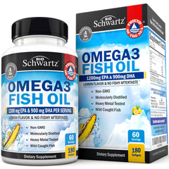 BioSchwartz triple-strength omega-3 bottle with lemon flavor for daily support