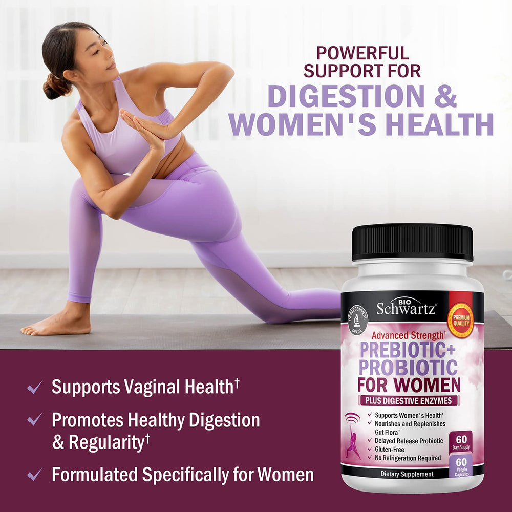 BioSchwartz probiotic capsules for women in a daily-use bottle for easy routines