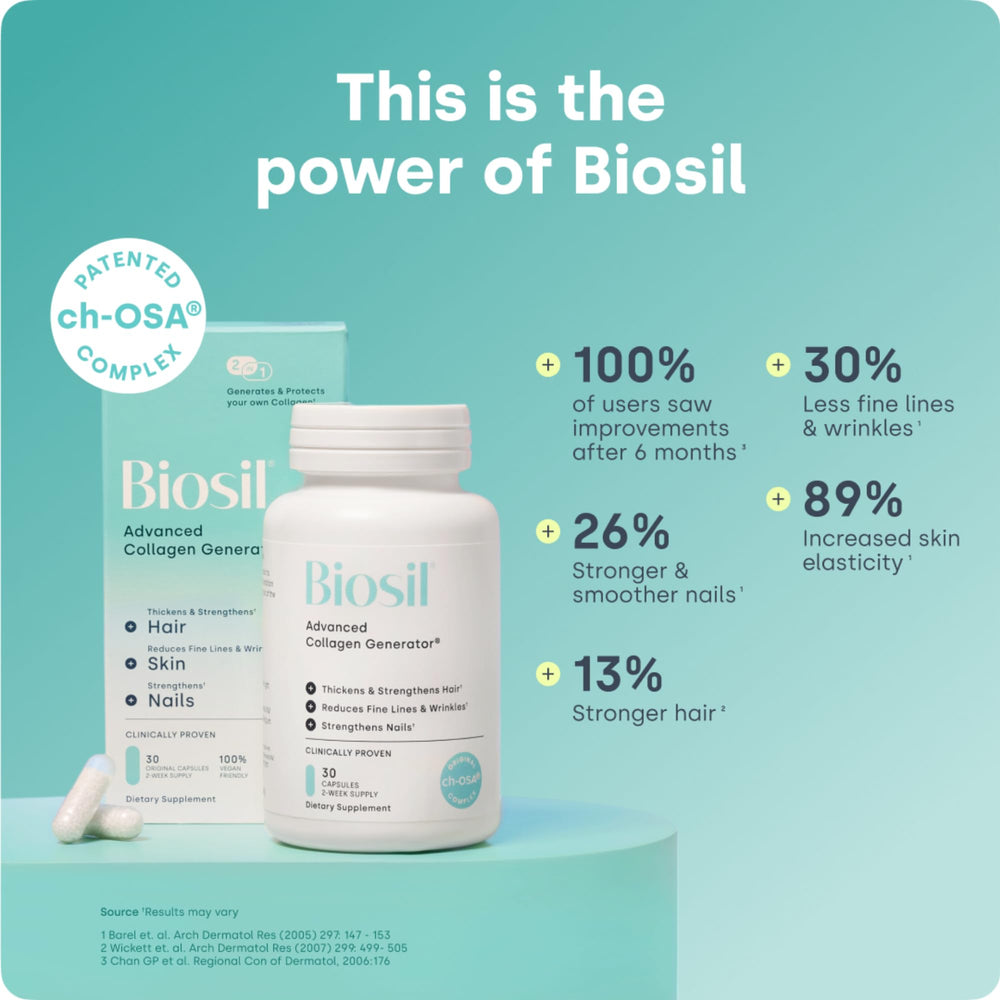 Biosil Collagen Booster capsules for daily use and easy routine