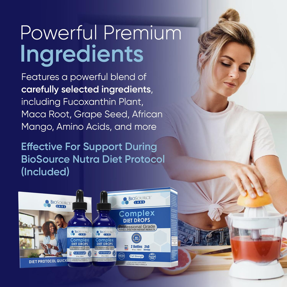Printed guide for BioSource Labs Complex Diet Drops with phase instructions