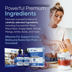Printed guide for BioSource Labs Complex Diet Drops with phase instructions