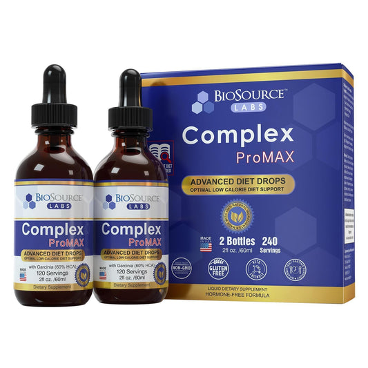 BioSource Labs Complex ProMAX bottle close-up showing energy-supporting, sugar-free drops.